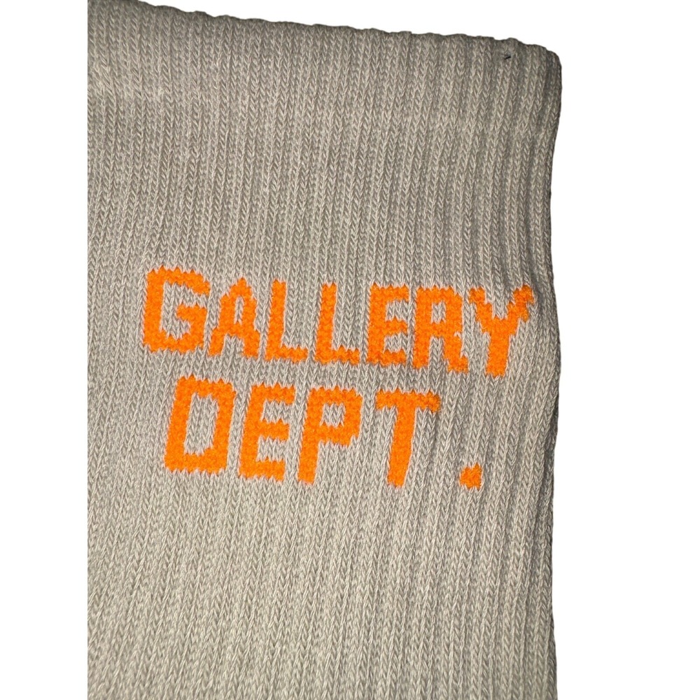 Gallery Dept Beige Woven Socks Orange Logo Crew Womens Small 4-6.5 One Pair NWOT - Picture 2 of 3